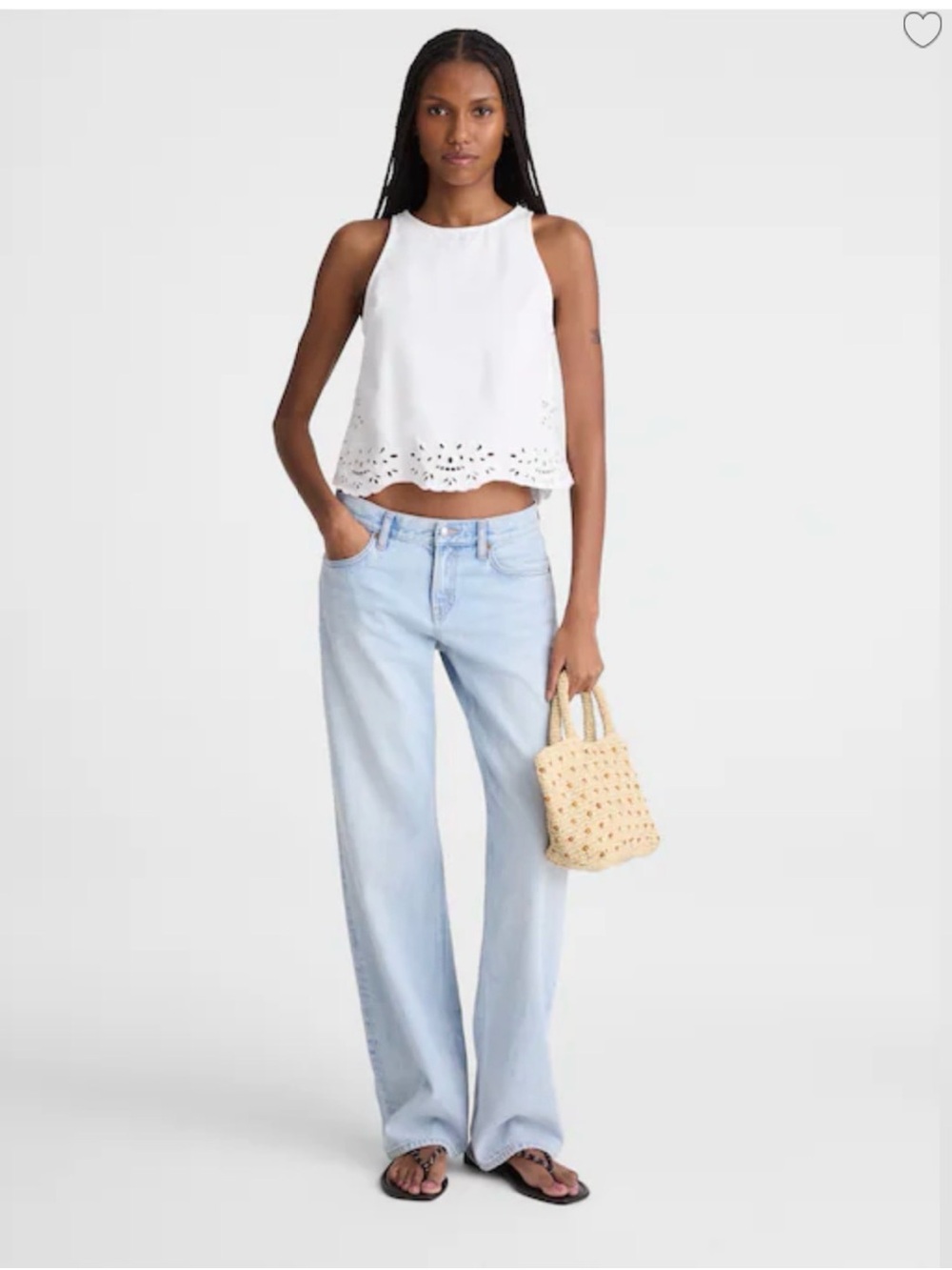 Madewell White Eyelet Hem Sleeveless Tank